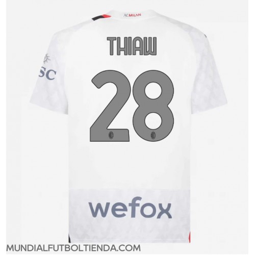 Camiseta AC Milan Malick Thiaw #28 Segunda Equipación Replica 2023-24 mangas cortas